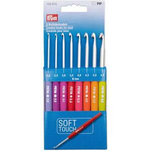 2.0mm to 6.0mm Crochet Hook Set of 8, Soft Handle by Prym
