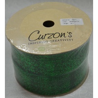 Curzon Velvet Metallic Ribbon 38mm BOTTLE GREEN Full 18 Yard Roll