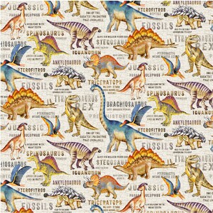 Dinosaurs Dinosaurs DINOSAURS LAND CREAM 110cm wide Cotton Fabric 2091/11144C