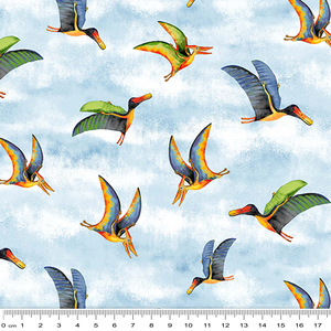 Dinosaurs Dinosaurs PTERSOSAURS BLUE 110cm wide Cotton Fabric 2091/11146BL