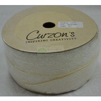 Curzon Velvet Metallic Ribbon 29mm CREAM Full 18 Yard Roll