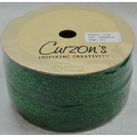 Curzon Velvet Metallic Ribbon 29mm BOTTLE GREEN Full 18 Yard Roll