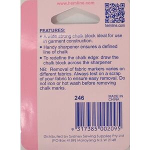 Hemline Tailors Chalk With Sharpener, White With Storage Container