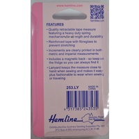 Hemline Retractable Tape Measure With Lanyard, 150cm, 60", Metric & Imperial Markings