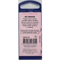 Hemline Premium Needles, QUILTERS BETWEENS, Gold Eye Size 3-5, Pack of 16 needles