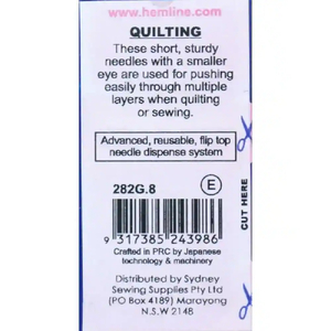 Gold Eye Quilting Needles Size 8, Pack of 16, by Hemline Quality Hand Needles