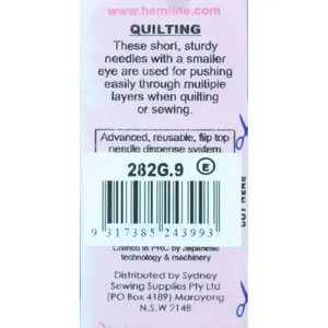 Gold Eye Quilting Needles Size 9, Pack of 16 by Hemline, Quality Hand Needles