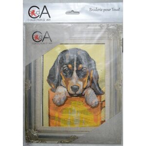 Collection D' Art Tapestry Kit, PUP IN CUP, 14cm x 18cm (#3.267K)