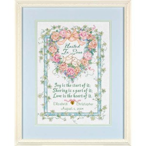 UNITED IN LOVE WEDDING RECORD Counted Cross Stitch Kit #35125