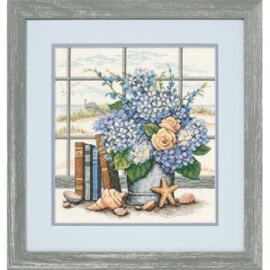 HYDRANGEAS AND SHELLS Counted Cross Stitch Kit #35166