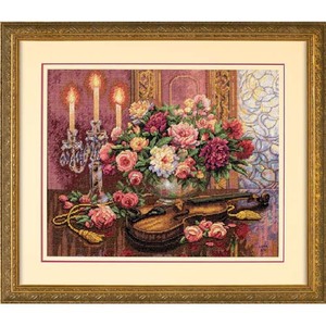 ROMANTIC FLORAL Gold Collection Counted Cross Stitch Kit #35185 By Dimensions