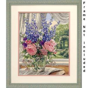 PEONIES & DELPHINIUMS Counted Cross Stitch Kit, 12" x 15", 35257
