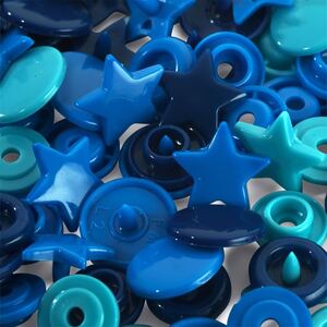 Prym Love Colour Snap Fasteners Star, 12.44mm Blue/Turquoise/Ink