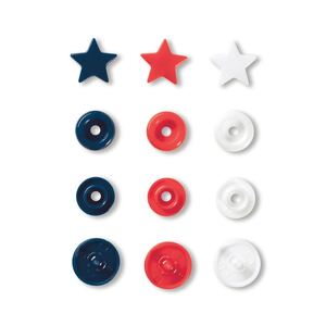 Prym Love Colour Snap Fasteners Star, 12.44mm, Red/White /Navy Blue