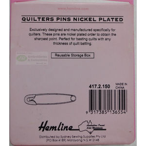 Hemline Nickle Plated Safety Pins 38mm Jumbo Pack 150 Pieces High Carbon Steel