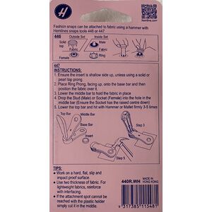 Hemline Fashion Snaps Brass Quality 11mm 20 Sets Refill Pack, WHITE top
