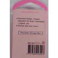Hemline Bikini Buckle/Bra Hooks & Clasps, 2 Sets 18mm CLEAR