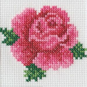 Beutron ROSE Mini Cross Stitch Kit, 7 x 7cm 14 Count Aida, 578106