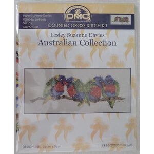 DMC Rainbow Lorikeets, Australian Collection Cross Stitch Kit 23 x 9cm 16ct Aida