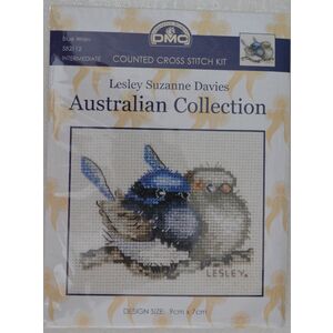 DMC Blue Wren, Australian Collection Cross Stitch Kit 9 x 7cm 18ct Aida, 582112