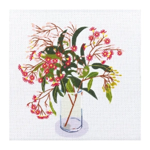 FLOWERING GUM Printed Half Stitch Kit 25cm x 25cm by Nicola Woodcock