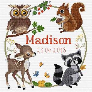 DMC, BIRTH SAMPLER Counted Cross Stitch Kit 587113, 23 x 23cm