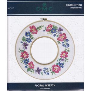 DMC, FLORAL WREATH Counted Cross Stitch Kit 587117, 25cm Round