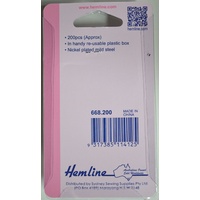 Hemline Plastic Head Berry Pins, 34 x 0.65mm, Qty 200, Re-Usable Box