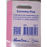 Hemline Economy Pins, 28 x 0.65mm, Standard Size Dressmaking Pin, 150 Pins