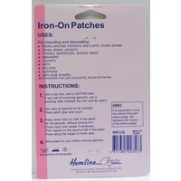 Hemline Iron-On Polycotton Twill Patches, 2 piece 10cm x 15cm LIGHT GREY