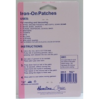 Hemline Iron-On Polycotton Twill Patches, 2 piece 10cm x 15cm KHAKI