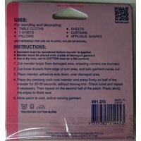 Hemline Iron-On Mending Patch Lightweight Polycotton Fabric 24cm x 9cm Dark Grey