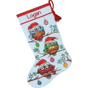 HOLIDAY HOOTIES Christmas Stocking Counted Cross Stitch Kit, 40.6cm Long, 70-08951