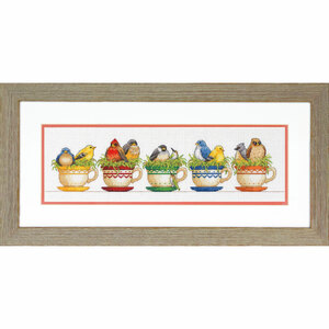 TEACUP BIRDS Counted Cross Stitch Kit #70-35395 By Dimensions 48.2cm x 15.2cm (19" x 6")