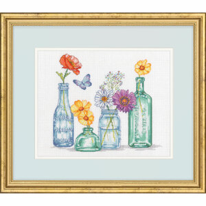 WILDFLOWER JARS Counted Cross Stitch Kit #70-35397 By Dimensions 30.4cm x 25.4cm (12" x 10")