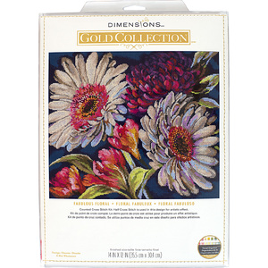 FABULOUS FLORAL Gold Collection Counted Cross Stitch Kit #70-35399 By Dimensions