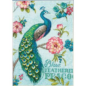 BLUE PEACOCK Counted Cross Stitch Kit 12.7 x 17.7cm, 70-65146
