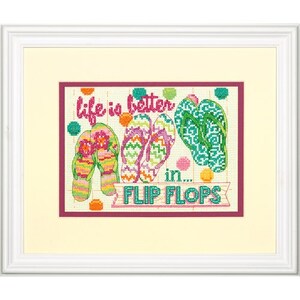 FLIP FLOPS Counted Cross Stitch Needlepoint Kit 7" x 5", 70-65152