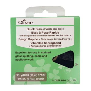 Clover Quick Fusible 6mm Bias Tape BLACK, 10 Metre Roll
