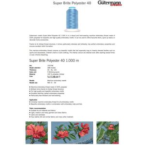 Gutermann Super Brite Polyester 40 #5821, 1000m Machine Embroidery Thread By Gutermann Creativ