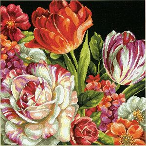 Dimensions Needlepoint Cross Stitch Kit BOUQUET ON BLACK 35.5 x 35.5cm 71-20079