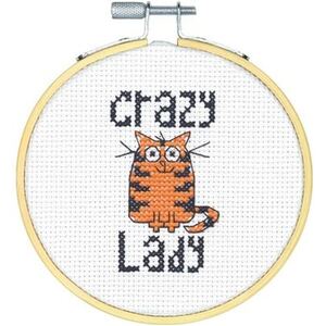 Dimensions CRAZY CAT LADY Counted Cross Stitch Kit, Stitch Wits 72-74831