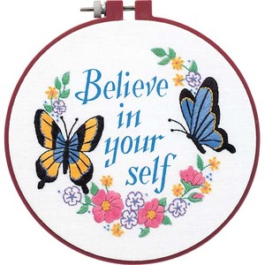 Dimensions BELIEVE IN YOURSELF Stamped Embroidery Kit, Learn A Craft, 72409