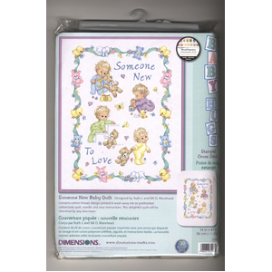 Dimensions SOMEONE NEW BABY QUILT Stamped Cross Stitch Quilt Kit, 72963
