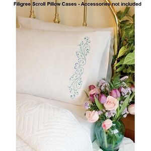 Dimensions Crewel Embroidery Filigree Scroll Pillow Cases