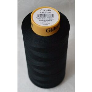 Gutermann 100% Cotton, Colour 5201 BLACK, 3000 Metre Cone