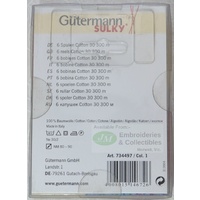 GUTERMANN, Sulky Cotton 30 Thread 6 x 300m Spool Pack, Machine Embroidery Thread