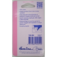 Hemline Waist Band Extender Black Button Type, Extends 2.5-5cm For Trousers & Skirts, No Sewing Required
