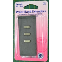 Hemline Waist Band Extender, GREY Hook & Bar Type, Extends 2.5-5cm