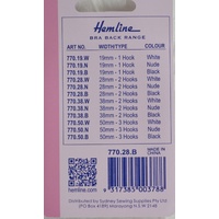 Hemline Bra Back Replacement 28mm (1 1/8"), 2 Hooks, 2 Rows, BLACK